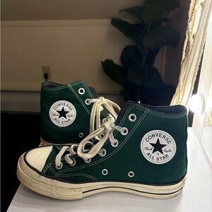 Converse Dark Green High-Tops with White Accents